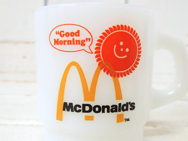 【Fire King】ファイヤーキング・マクドナルド・アドバタイジング・マグカップ・ミルクガラス食器