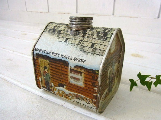 メープルシロップ・ログハウス形・80'sヴィンテージ・ティン缶/シロップ缶　USA