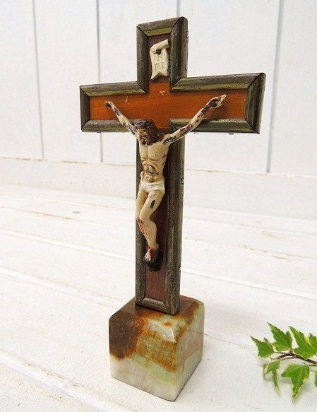 アンティーク・サンタマリア カリフォルニア 木製×大理石 クロス・十字架・キリスト・教会・US