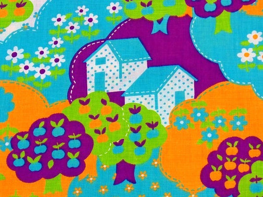 カラフルな花柄&お家柄・デッドストック・ヴィンテージ・ファブリック/生地　USA