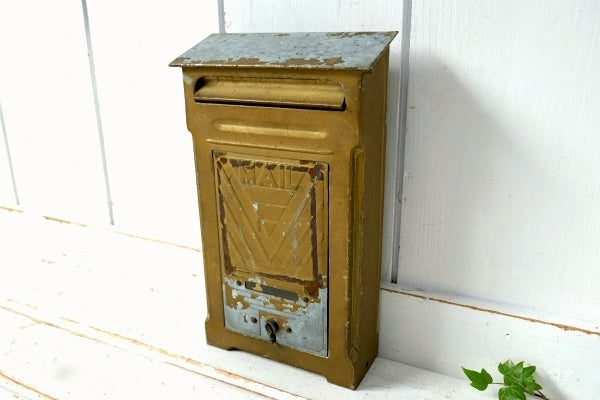 FULTON MAIL ゴールドトーン アール・デコ USA アンティーク メールボックス ポスト