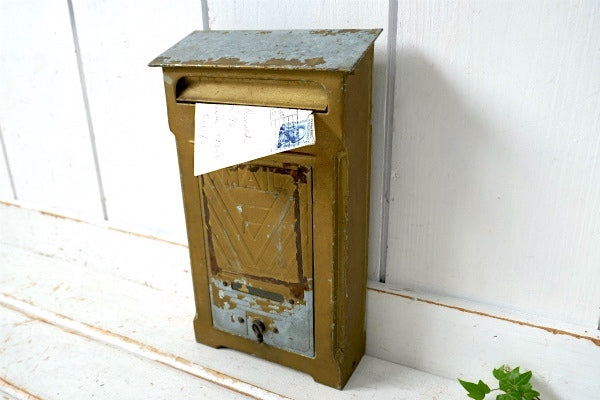 FULTON MAIL ゴールドトーン アール・デコ USA アンティーク メールボックス ポスト