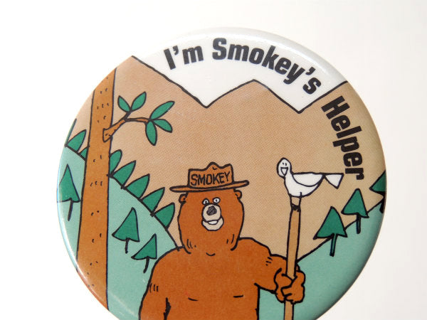 スモーキーベア 熊 森林火災防止 キャラクター ヴィンテージ 缶バッジ ファッション アクセサリー USA