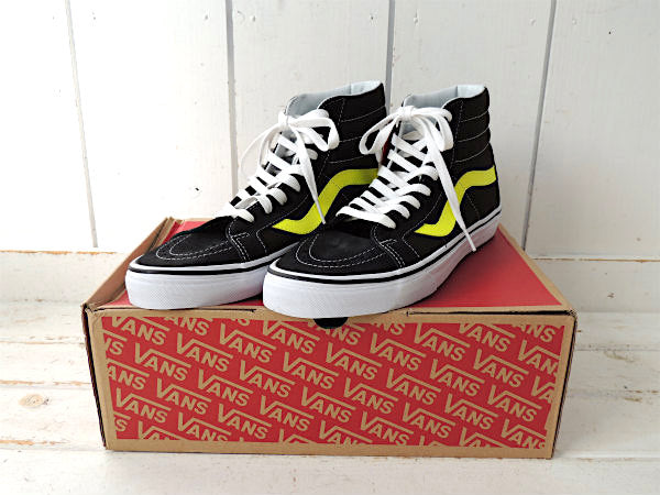 【USバンズ・VANS】Sk8-Hi・NEON LEATHER BLACK/NEON・スニーカー