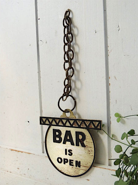 【ミッドセンチュリー】60s・ビンテージ・ゴールド×ブラック・オープン&クローズ・BARサイン・看板