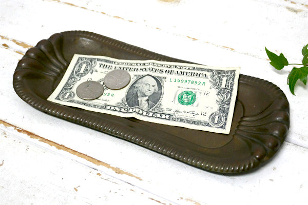 アールヌーヴォー アールデコ 細工 オールド アンティーク トレイ 皿 マネートレイ USA