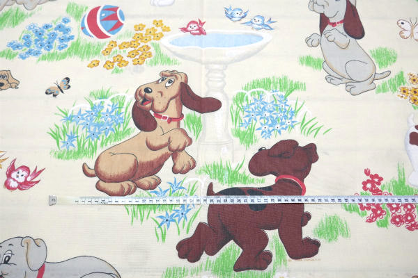 【パウンドパピーズ】たくさんの子犬・80's・ヴィンテージ・ユーズドシーツ(フラットタイプ) USA