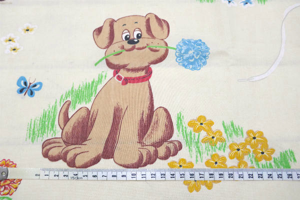 【パウンドパピーズ】たくさんの子犬・80's・ヴィンテージ・ユーズドシーツ(フラットタイプ) USA