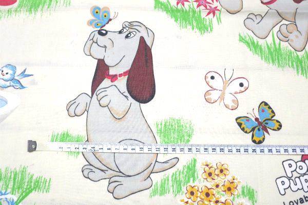 【パウンドパピーズ】たくさんの子犬・80's・ヴィンテージ・ユーズドシーツ(フラットタイプ) USA