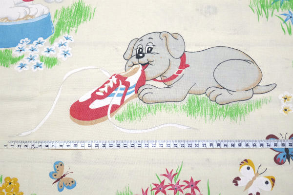【パウンドパピーズ】たくさんの子犬・80's・ヴィンテージ・ユーズドシーツ(フラットタイプ) USA