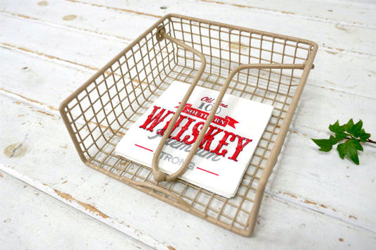 ワイヤー・ベージュカラー・ヴィンテージ・ナプキンホルダー・レターホルダー・トレイ・カゴ・バスケット