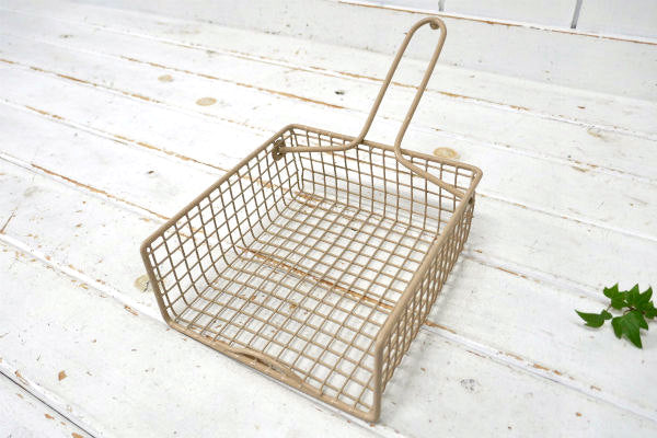 ワイヤー・ベージュカラー・ヴィンテージ・ナプキンホルダー・レターホルダー・トレイ・カゴ・バスケット