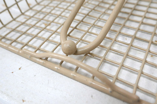 ワイヤー・ベージュカラー・ヴィンテージ・ナプキンホルダー・レターホルダー・トレイ・カゴ・バスケット