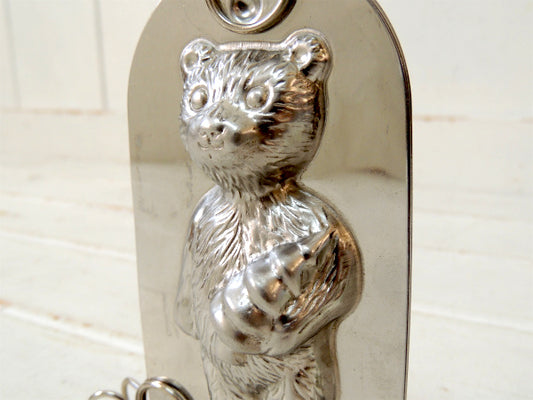 クリスマスツリー・テディベア型のティン製・アンティーク・チョコレートモールド・キャンドル&菓子型