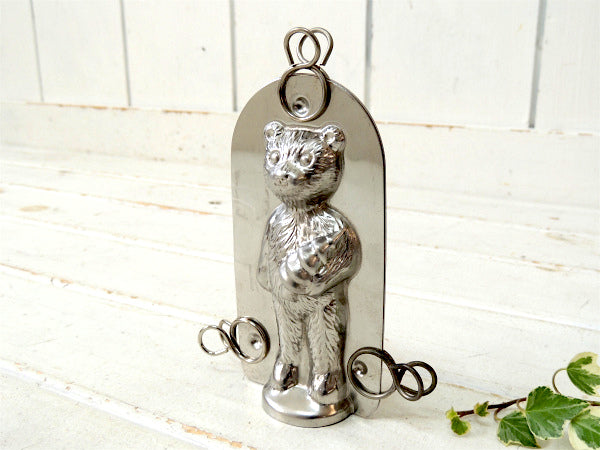 クリスマスツリー・テディベア型のティン製・アンティーク・チョコレートモールド・キャンドル&菓子型