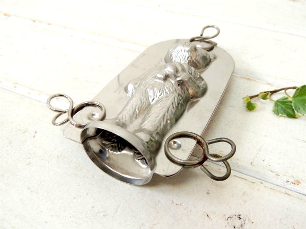 クリスマスツリー・テディベア型のティン製・アンティーク・チョコレートモールド・キャンドル&菓子型