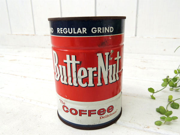 フレッシュ・バターナッツ Coffee ブリキ製・ヴィンテージ・コーヒー缶 店内装飾 US