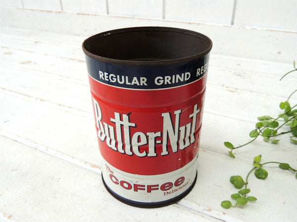 フレッシュ・バターナッツ Coffee ブリキ製・ヴィンテージ・コーヒー缶 店内装飾 US