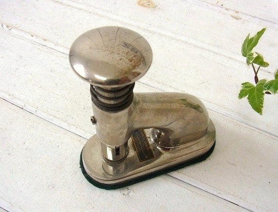 スタンド式・アンティーク・クリップレス・ステープラー/針なしホッチキス USA