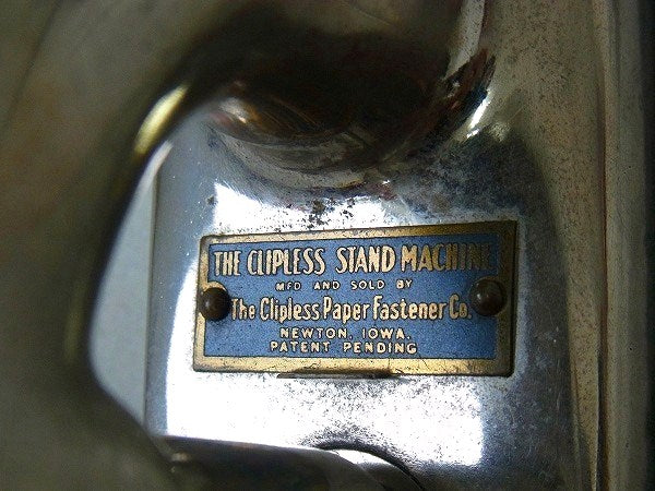 スタンド式・アンティーク・クリップレス・ステープラー/針なしホッチキス USA