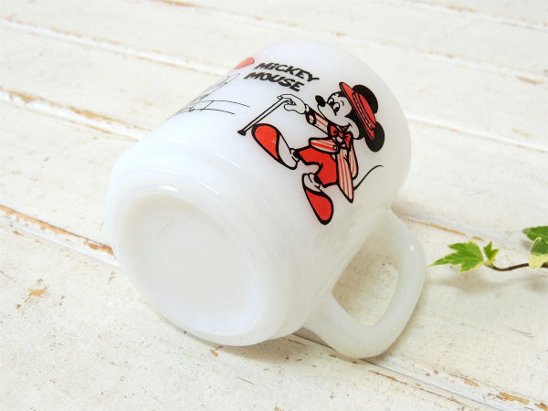 【グラスベイク】ディズニー・ミッキー&ミニー・ミルクガラス製・マグカップ・食器 USA