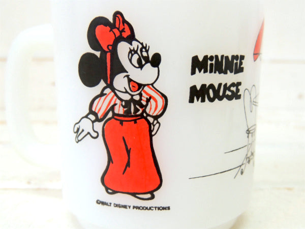 【グラスベイク】ディズニー・ミッキー&ミニー・ミルクガラス製・マグカップ・食器 USA