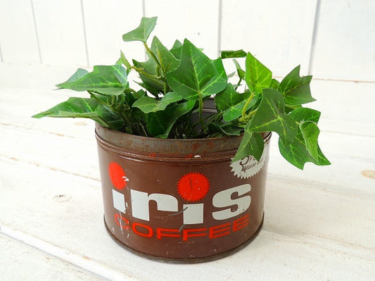 【IRIS COFFEE】レトロなブリキ製・ヴィンテージ・コーヒー缶/ティン缶 USA