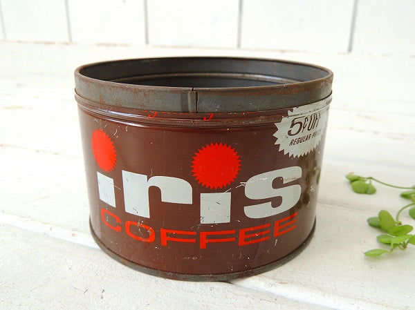 【IRIS COFFEE】レトロなブリキ製・ヴィンテージ・コーヒー缶/ティン缶 USA