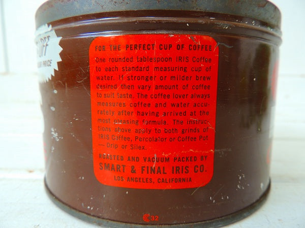 【IRIS COFFEE】レトロなブリキ製・ヴィンテージ・コーヒー缶/ティン缶 USA