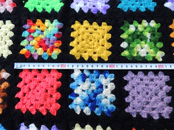 ハンドメイド・モチーフ編み・大判サイズ・アンティーク・ニットブランケット USA