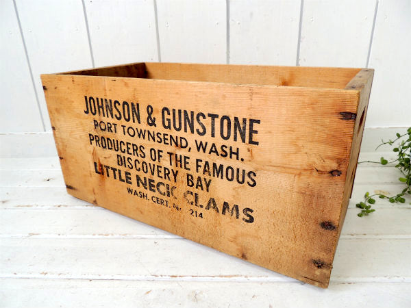 【JOHNSON&GUNSTON】大箱・たくさんの英文字入り・木箱・ヴィンテージ・ウッドボックス