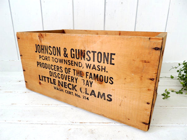 【JOHNSON&GUNSTON】大箱・たくさんの英文字入り・木箱・ヴィンテージ・ウッドボックス
