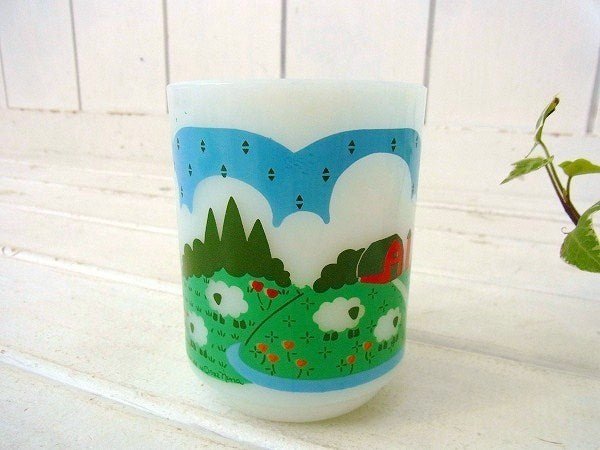 【Fire King】ファイヤーキング・メドウズ・羊&牧場柄・マグカップ　USA