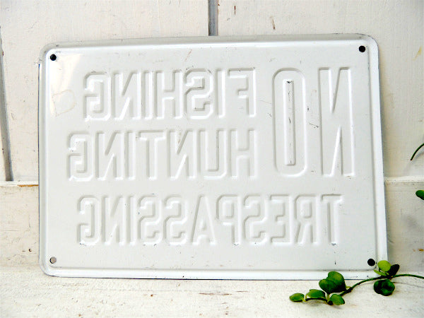 NO FISHING HUNTING 侵入禁止 デッドストック ビンテージ サイン アルミ製 看板 USA