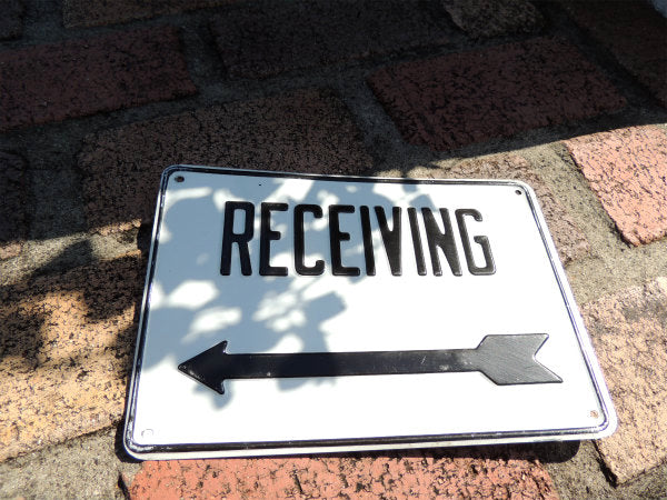 RECEIVING ← 標識 矢印  1960~1970s ビンテージ アルミ製 サイン 看板 USA