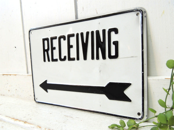 RECEIVING ← 標識 矢印  1960~1970s ビンテージ アルミ製 サイン 看板 USA