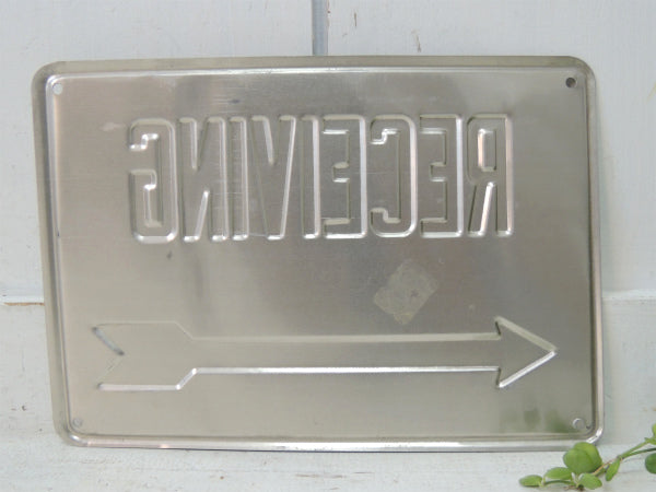 RECEIVING ← 標識 矢印  1960~1970s ビンテージ アルミ製 サイン 看板 USA