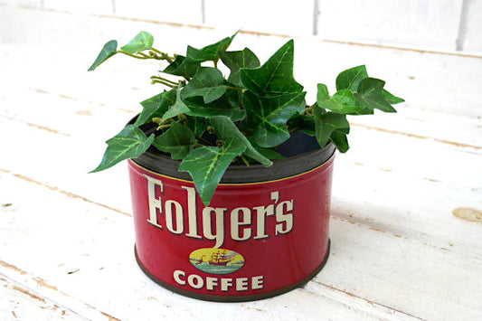 1952's フォルジャーズ レッド・ブリキ製・ヴィンテージ・コーヒー缶・coffee 缶 US