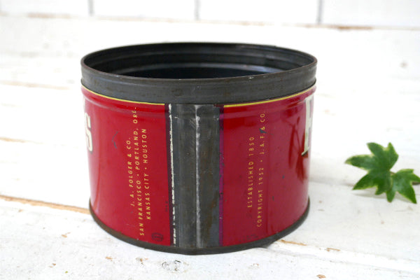 1952's フォルジャーズ レッド・ブリキ製・ヴィンテージ・コーヒー缶・coffee 缶 US