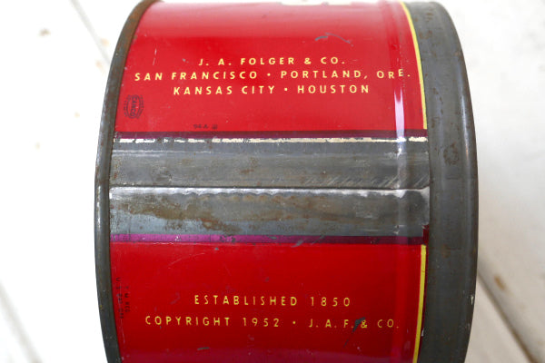 1952's フォルジャーズ レッド・ブリキ製・ヴィンテージ・コーヒー缶・coffee 缶 US