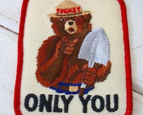 【1940's~/スモーキーベア/刺繍】“ONLY YOU”ヴィンテージ・ワッペン/パッチ/USA