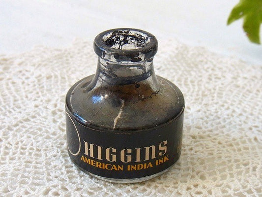 【HIGGINS】ガラス製・ヴィンテージ・インクボトル/瓶　USA