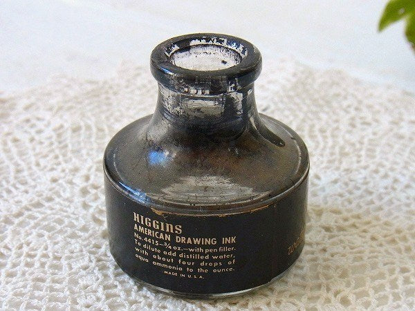 【HIGGINS】ガラス製・ヴィンテージ・インクボトル/瓶　USA