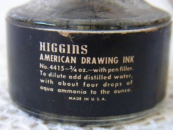 【HIGGINS】ガラス製・ヴィンテージ・インクボトル/瓶　USA