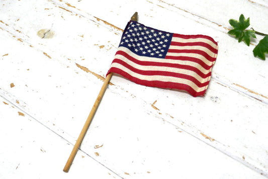 アメリカ合衆国 星条旗 ヴィンテージ 木製 ポール付き アメリカン フラッグ USA