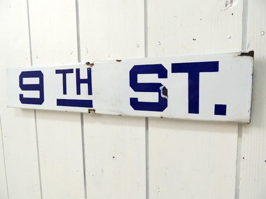 9TH ST. ホーロー製・USA ヴィンテージ・ストリートサイン 街路サイン 看板