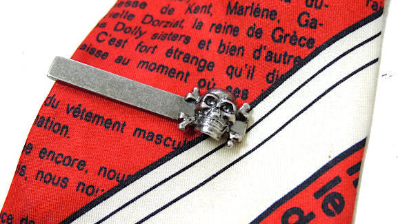 【スカルモチーフ】ドクロ&頭蓋骨・シルバーブラック・ヴィンテージ・タイピン・タイバー