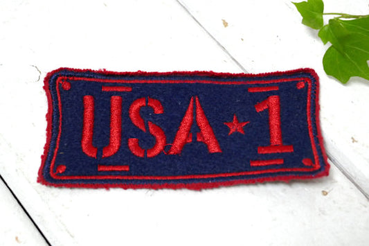 USA ★ 1 ヴィンテージ・ワッペン・刺繍 アメリカンビンテージ 紺×赤 ファッション アメカジ