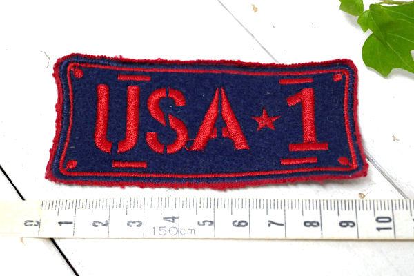 USA ★ 1 ヴィンテージ・ワッペン・刺繍 アメリカンビンテージ　紺×赤 ファッション アメカジ