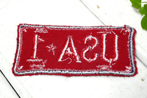 USA ★ 1 ヴィンテージ・ワッペン・刺繍 アメリカンビンテージ　紺×赤 ファッション アメカジ
